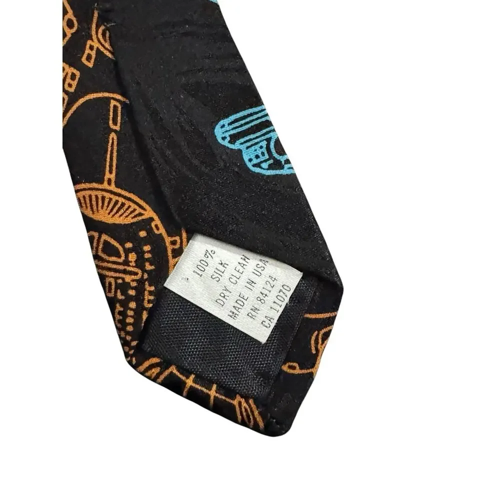 Ralph Marlin RM Style Star Trek Enterprise & Space station Vintage Necktie 1994